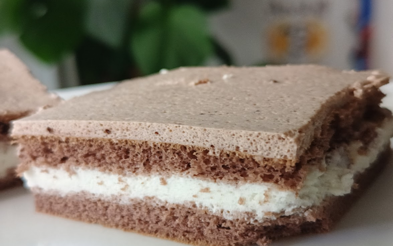 Jogurtowa keto pianka w delikatnym biszkopcie