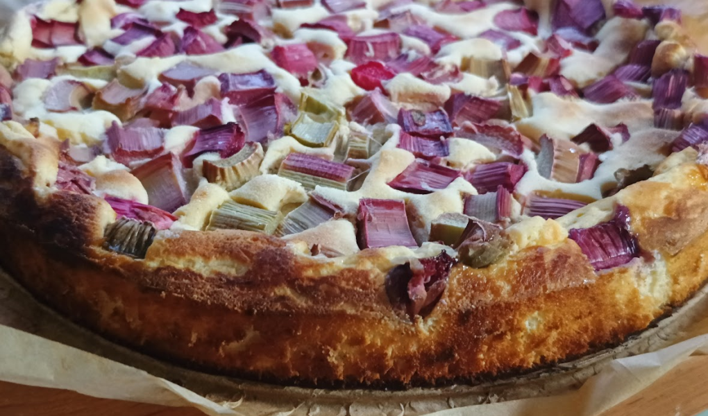 Sernikowy placek z rabarbarem