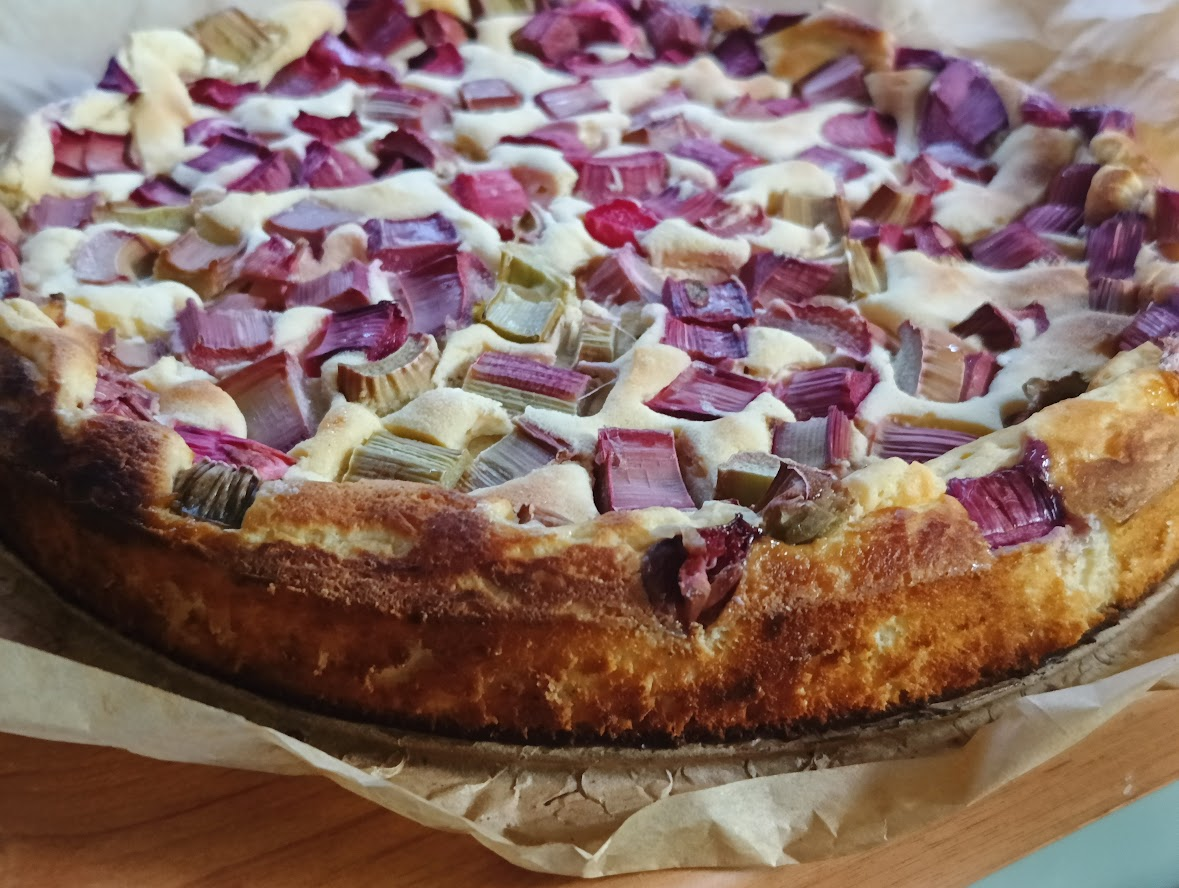 Sernikowy placek z rabarbarem